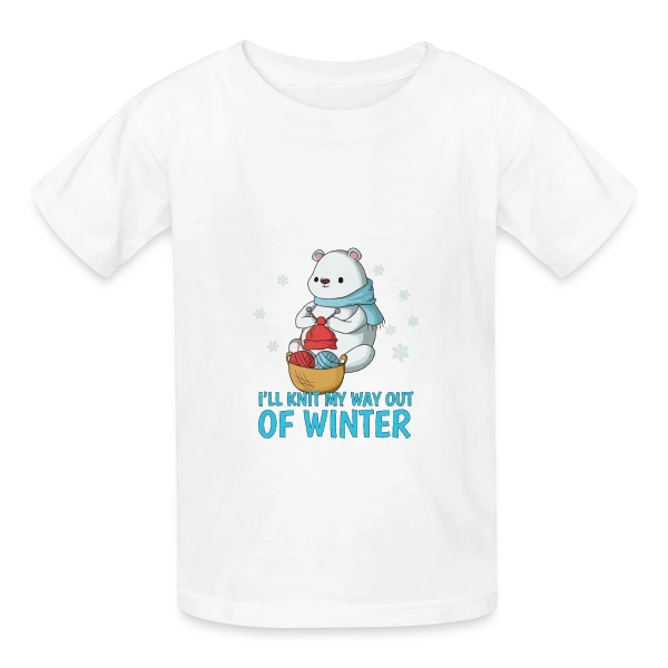 Ours Polaire Tricote l'Hiver sur T-shirts Russell Enfant