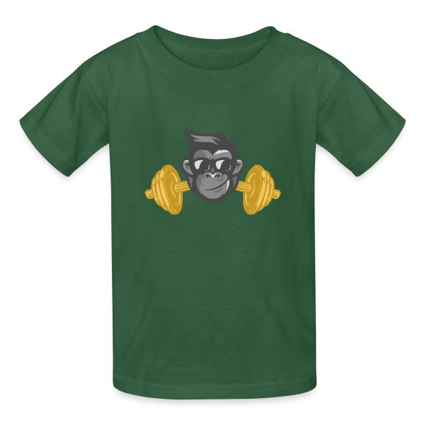 Le Singe Musclé : Gainz et Squats à la Salle sur T-shirts Russell Enfant