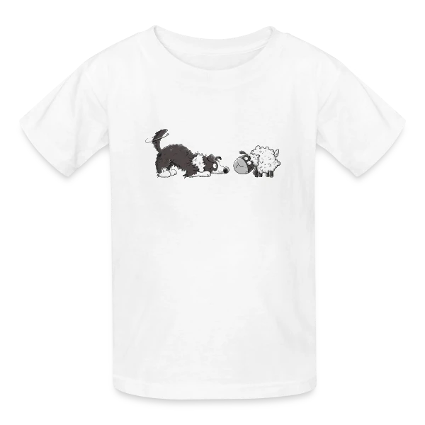 Border Collie et son Mouton Rigolo - Humour Chien sur T-shirts Russell Enfant