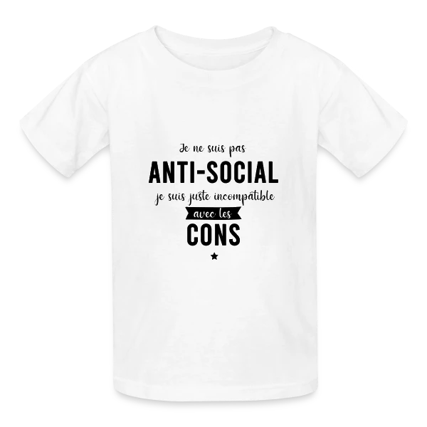 Pas Antisocial, Juste Incompatible avec les Cons sur T-shirts Russell Enfant