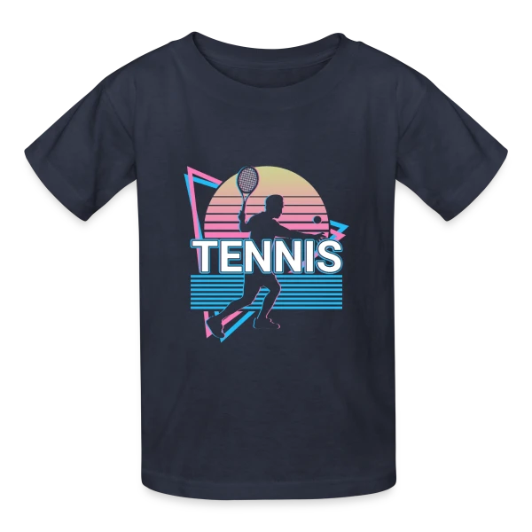Joueur de Tennis Vaporwave Rétro Esthétique sur T-shirts Russell Enfant