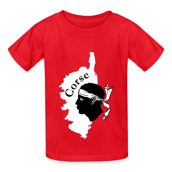 Tête de Maure Corse Texte sur T-shirts Russell Enfant