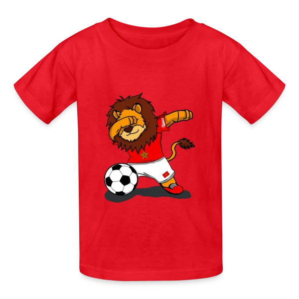 Lion Marocain Foot Dab sur T-shirts Russell Enfant