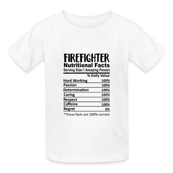 Valeurs Nutritionnelles Pompier sur T-shirts Russell Enfant