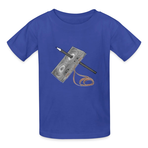 Cassette et Crayon Esquisse sur T-shirts Russell Enfant