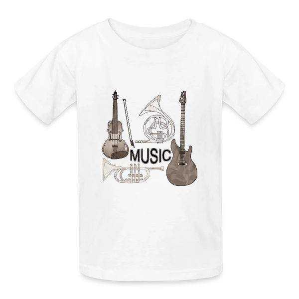 Passion Musique : Instruments & Guitare sur T-shirts Russell Enfant
