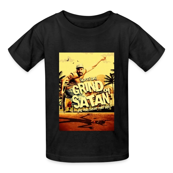 Skate Satanique Vintage & Humour sur T-shirts Russell Enfant
