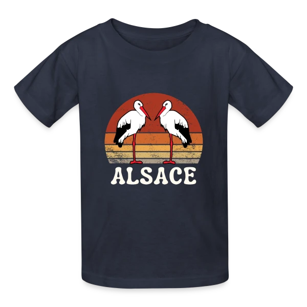 Cigognes Alsace Rétro Sunset sur T-shirts Russell Enfant