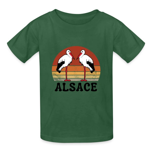 Cigognes Alsace Rétro Sunset sur T-shirts Russell Enfant