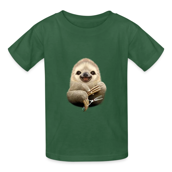 Paresseux Barbier : La Précision Lente sur T-shirts Russell Enfant