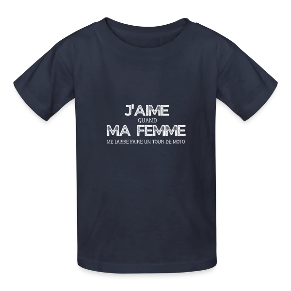 Humour Moto 'Quand Ma Femme Me Laisse Faire un Tour' sur T-shirts Russell Enfant