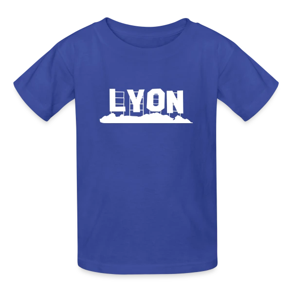 Lyon Texte Blanc Classique sur T-shirts Russell Enfant