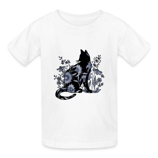 Chat Fleuri Élégant sur T-shirts Russell Enfant