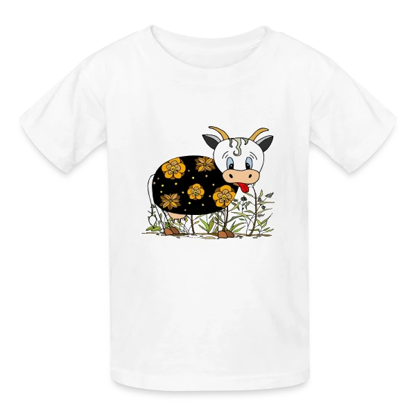 La Vache Joyeuse sur T-shirts Russell Enfant
