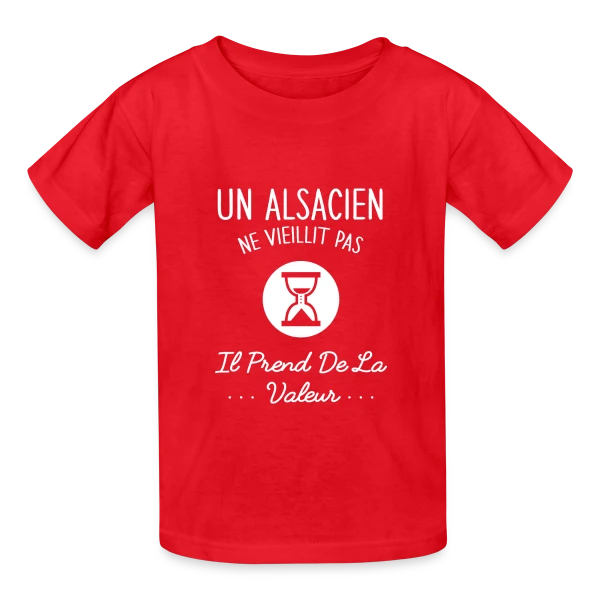 Alsacien Humour - Ne Vieillit Pas, Prend de la Valeur sur T-shirts Russell Enfant