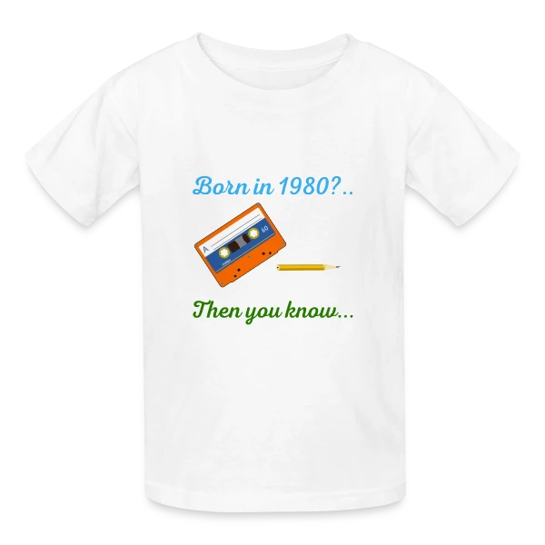 Né en 1980 Cassette sur T-shirts Russell Enfant