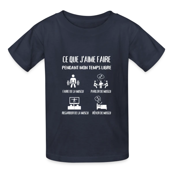 Temps Libre = Muscu ! Humour Musculation Homme sur T-shirts Russell Enfant