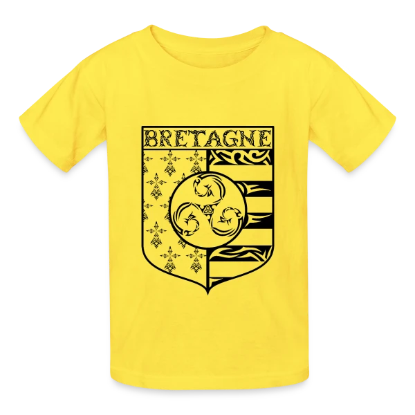 Bretagne - Blason Gwenn Ha Du Triskèle Tribal sur T-shirts Russell Enfant