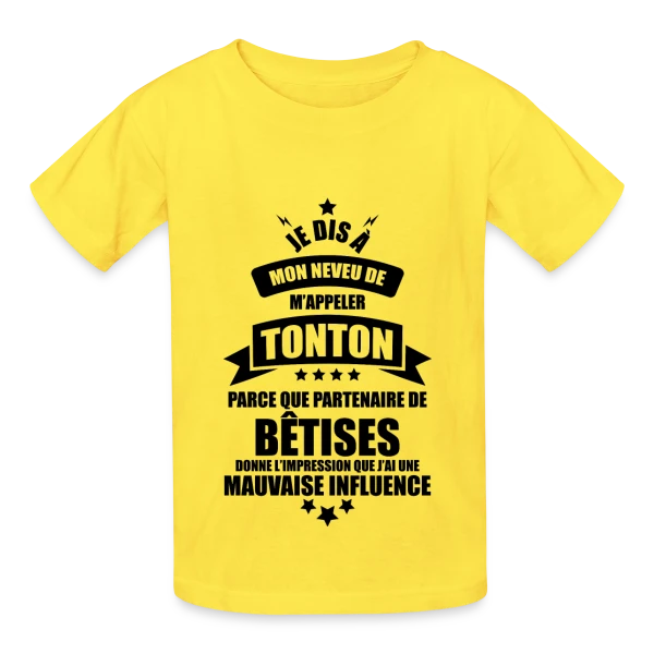 Super Tonton : Le Partenaire de Bêtises Idéal et Complice sur T-shirts Russell Enfant