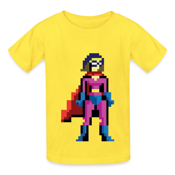 Super-Héroïne Pixel Anna sur T-shirts Russell Enfant