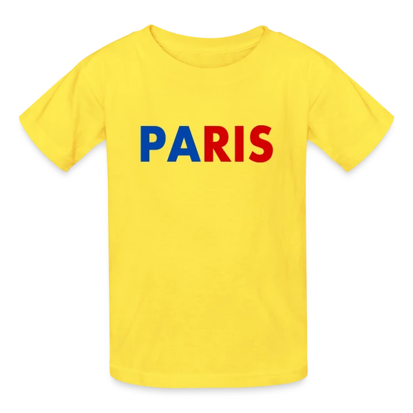 Paris Tricolore Typographie sur T-shirts Russell Enfant