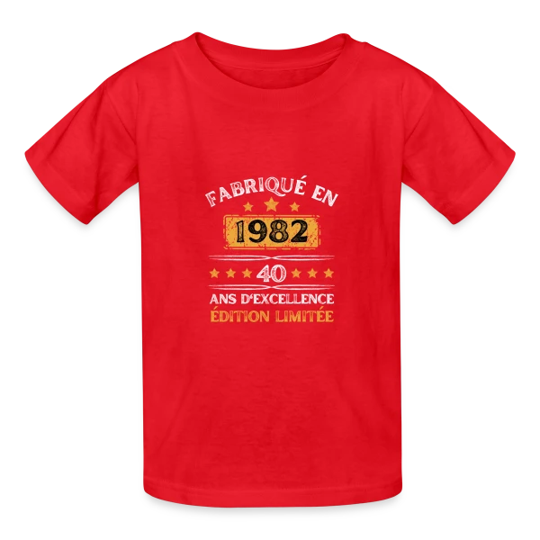 40 Ans Anniversaire : Fabriqué en 1982 Édition Vintage sur T-shirts Russell Enfant