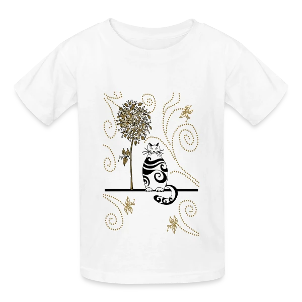 Félin Mystérieux sur T-shirts Russell Enfant