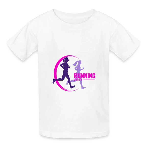Running : Deux Filles en Pleine Course sur T-shirts Russell Enfant