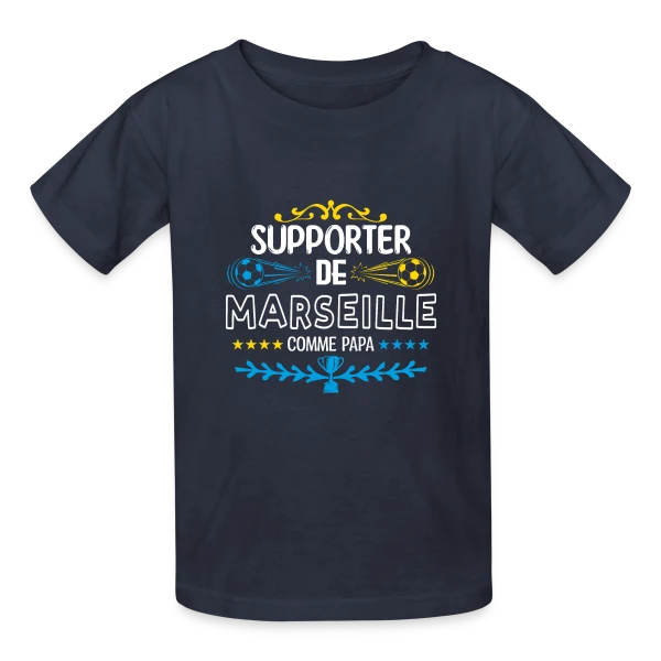 Ferveur Foot Marseillaise sur T-shirts Russell Enfant