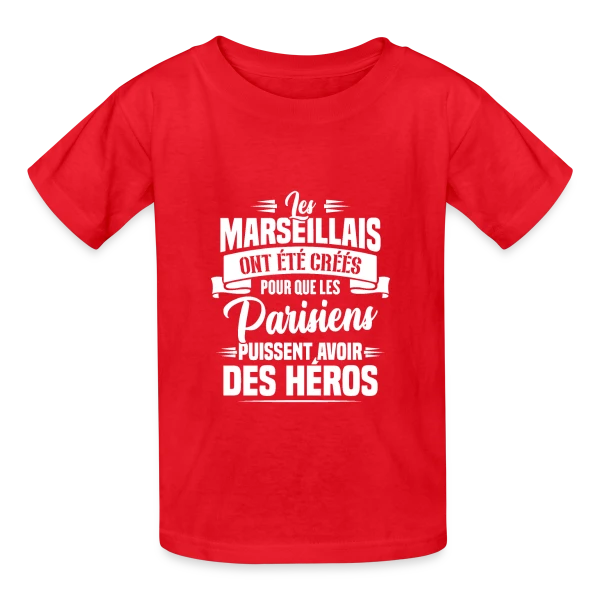 Rivalité Marseille-Paris Humour sur T-shirts Russell Enfant