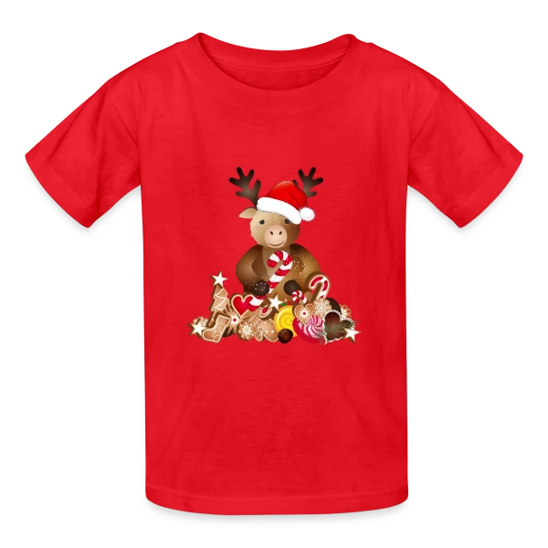 Renne de Noël Adorable avec Chapeau sur T-shirts Russell Enfant