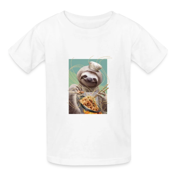 Le Paresseux Chef des Nouilles Sautées sur T-shirts Russell Enfant