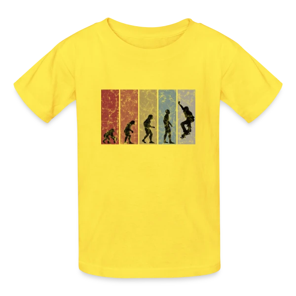 Évolution Rétro Skateboarder sur T-shirts Russell Enfant