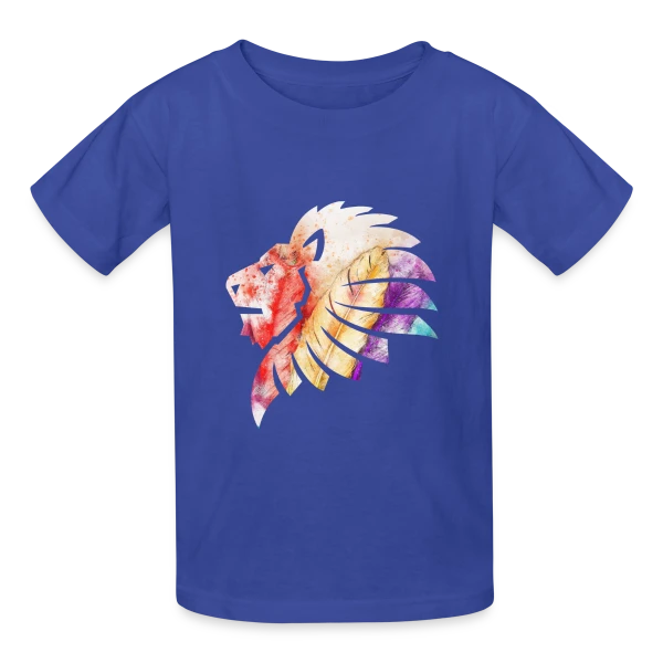Lion Plumes Aquarelle sur T-shirts Russell Enfant