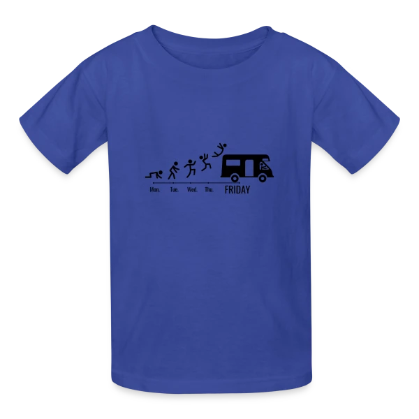 Conducteur de Camping-Car en Week-End sur T-shirts Russell Enfant