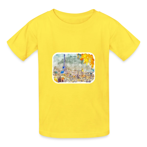 Paris Aquarelle Automnale sur T-shirts Russell Enfant