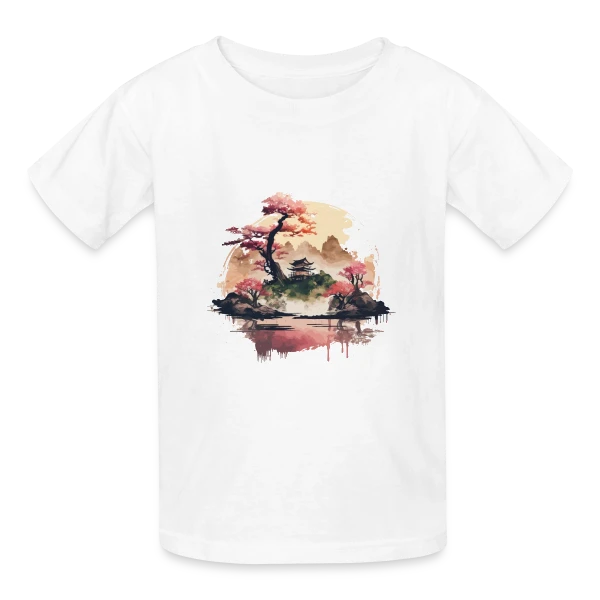 Paysage Japonais Onirique sur T-shirts Russell Enfant