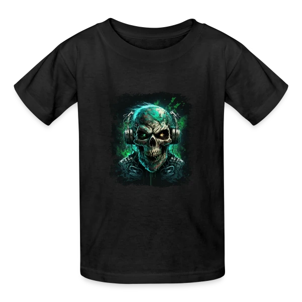 Zombie Métalleux au Casque Audio sur T-shirts Russell Enfant