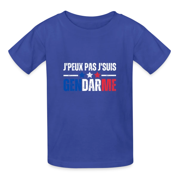 Humour "J'peux Pas J'suis Gendarme" - Idée Cadeau Originale sur T-shirts Russell Enfant