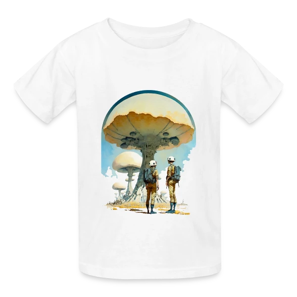 Astro-Champignons 70s Sci-Fi Spatial sur T-shirts Russell Enfant