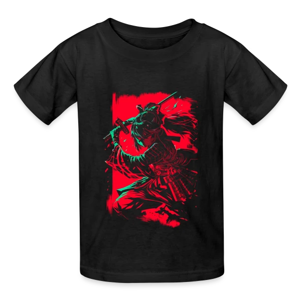 Fille Samurai Anime au Katana sur T-shirts Russell Enfant