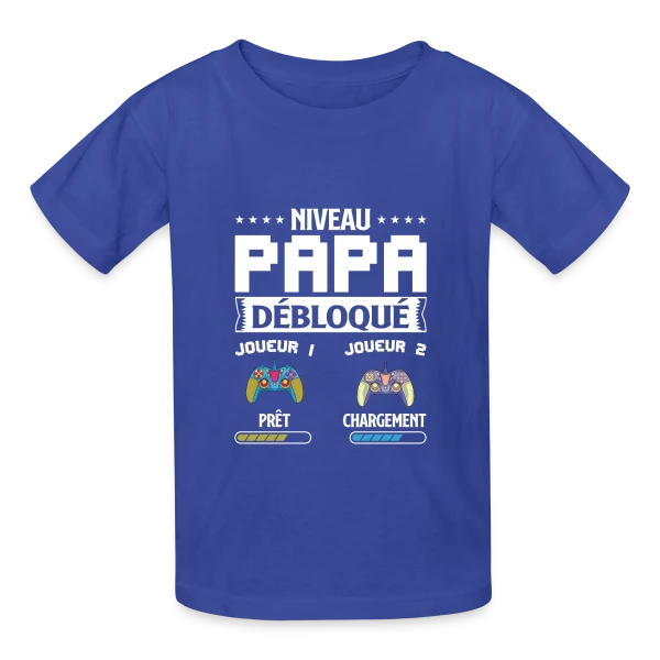 Niveau Papa Débloqué : T-shirt Futur Papa Gamer sur T-shirts Russell Enfant