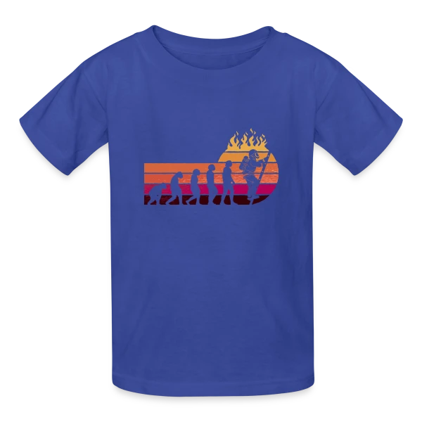 Évolution Pompier Rétro – Métier de Héros sur T-shirts Russell Enfant