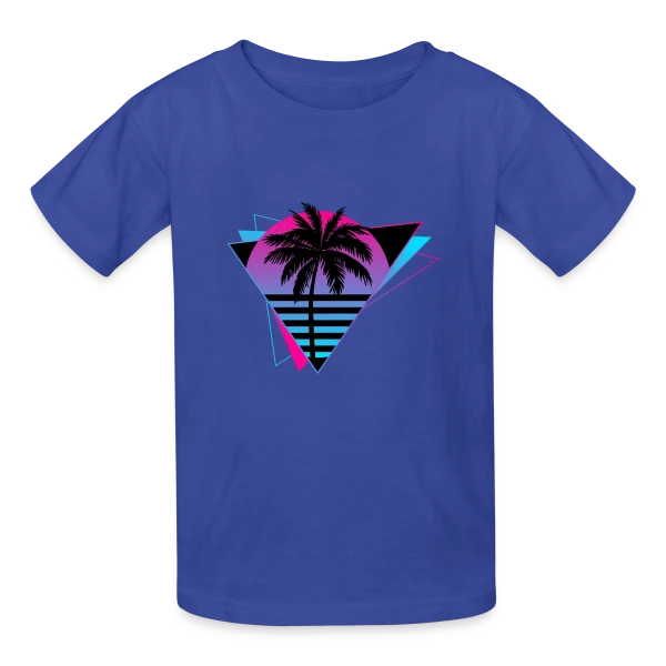 Palmier Rétro Synthwave sur T-shirts Russell Enfant