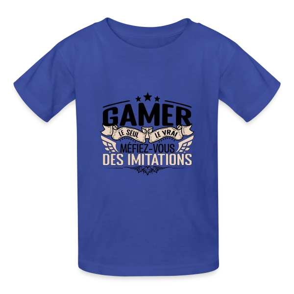 'Le Vrai Gamer' : Méfiez-vous des Imitations sur T-shirts Russell Enfant