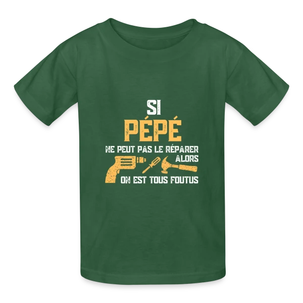 Si Pépé ne Peut Pas le Réparer... Humour Famille sur T-shirts Russell Enfant