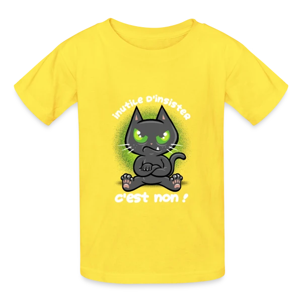 Chat Têtu : Non, et c'est tout ! sur T-shirts Russell Enfant