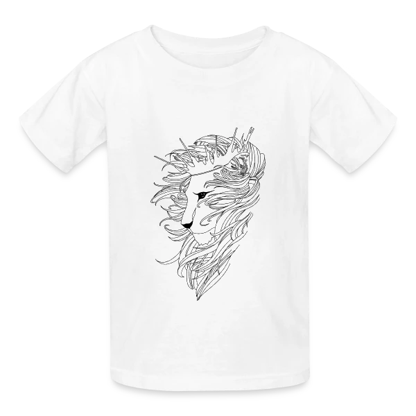 Lion Majestueux Couronné sur T-shirts Russell Enfant