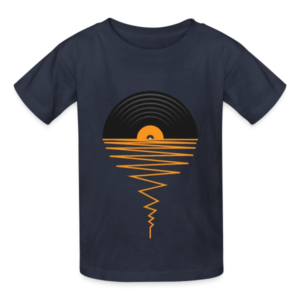 Collectionneur de Vinyles Coucher de Soleil sur T-shirts Russell Enfant