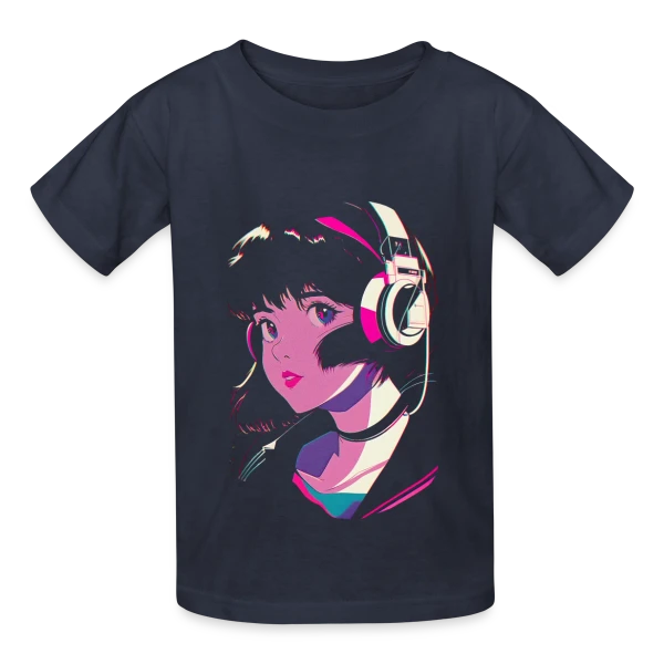 Fille Anime Esthétique Lo-Fi J-Pop sur T-shirts Russell Enfant